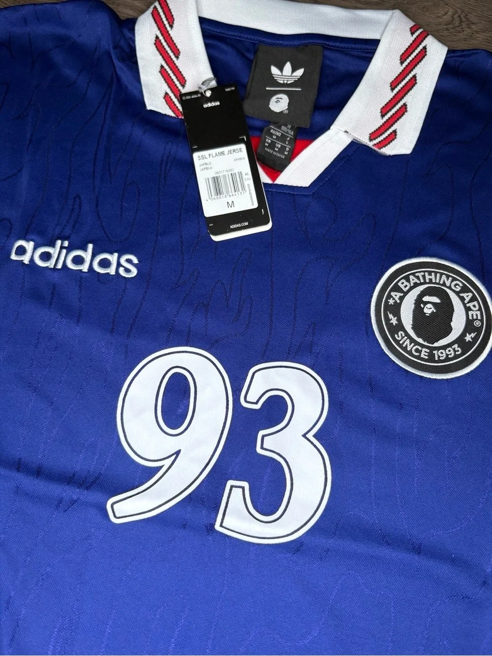 adidas SIZE M Men’s Royal Blue Football Jersey with White & Red Trim